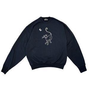 Vtg 90s cat embezzled Sunburst by Morning Sun Pullover sweatshirt whimsigoth S